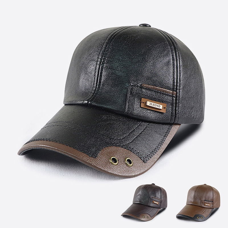 Baseball Cap Structured - Retro PU-Leder Baseballkappe für Herren Herbst