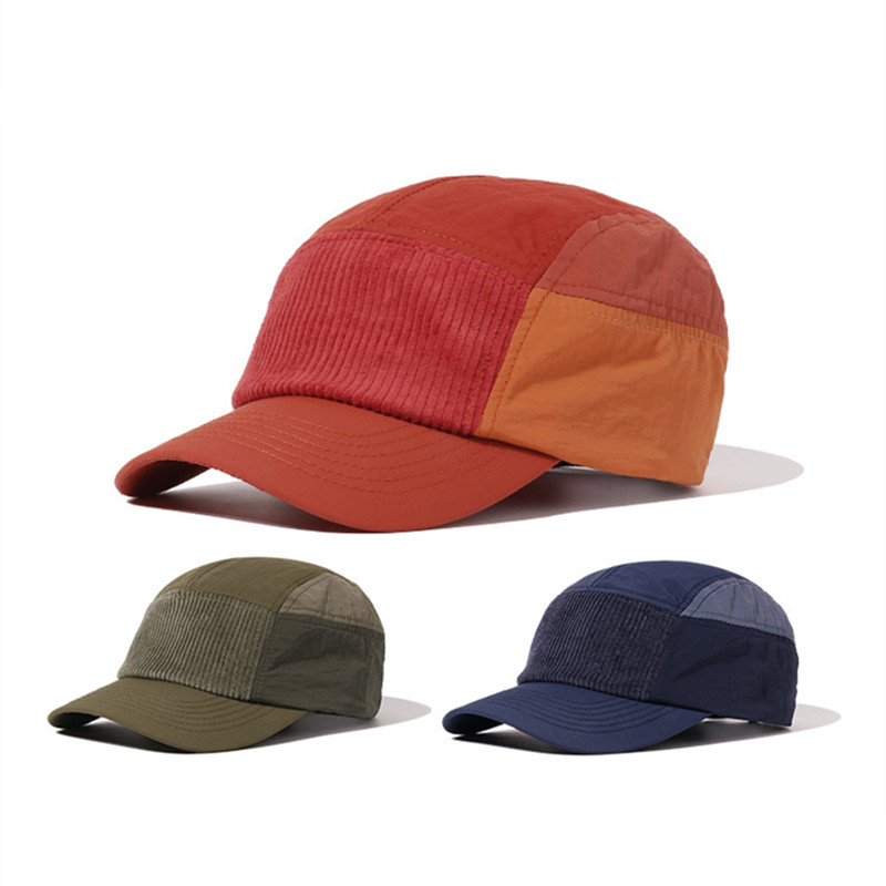 Corduroy Cap 5 Panel - 5-Panel Street-Style Arbeitskleidung Baseballkappe Farbblock Cord