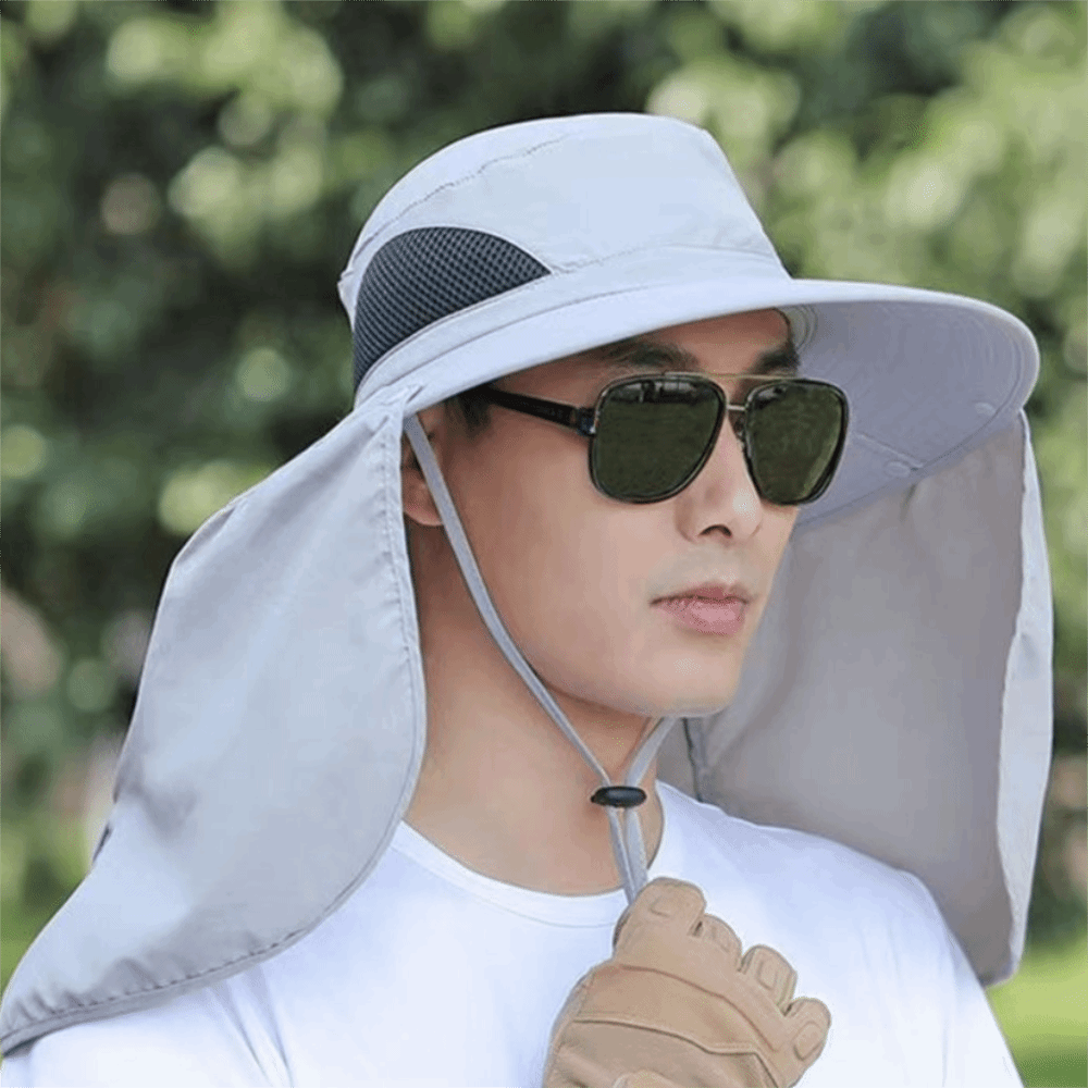 Visor Sun Hat - Lässiger Stoff-Sonnenhut für Herren mit Nackenschutz,