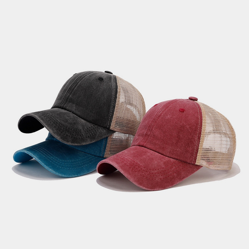Trucker Cap Mesh - Vintage Washed Denim Mesh-Back Trucker Cap