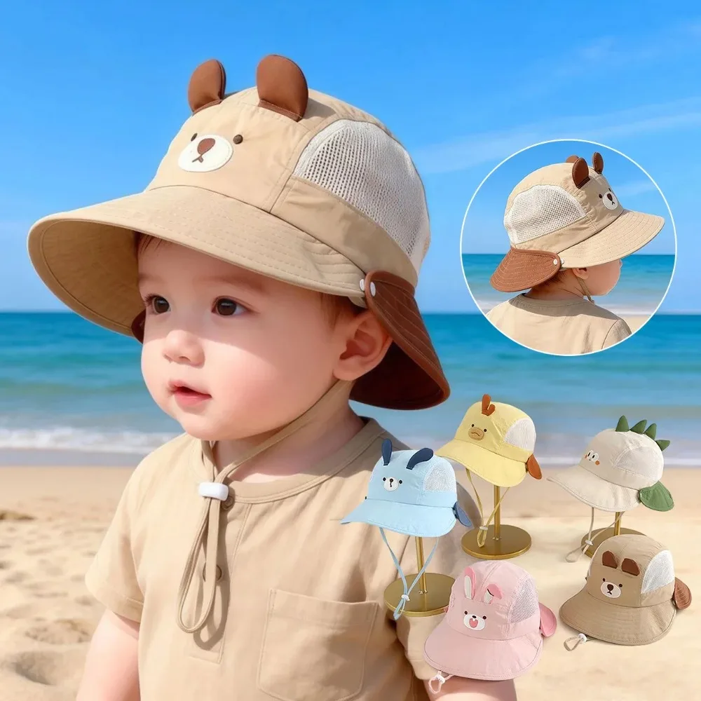 Bucket Hat Cotton - Niedlicher Cartoon-Baby-Fischerhut, Sommer-Mesh-Atmungsaktiver Bucket Hat für